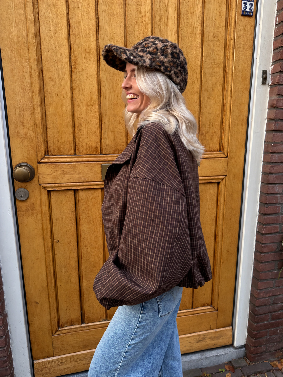Lola geruite bomber bruin