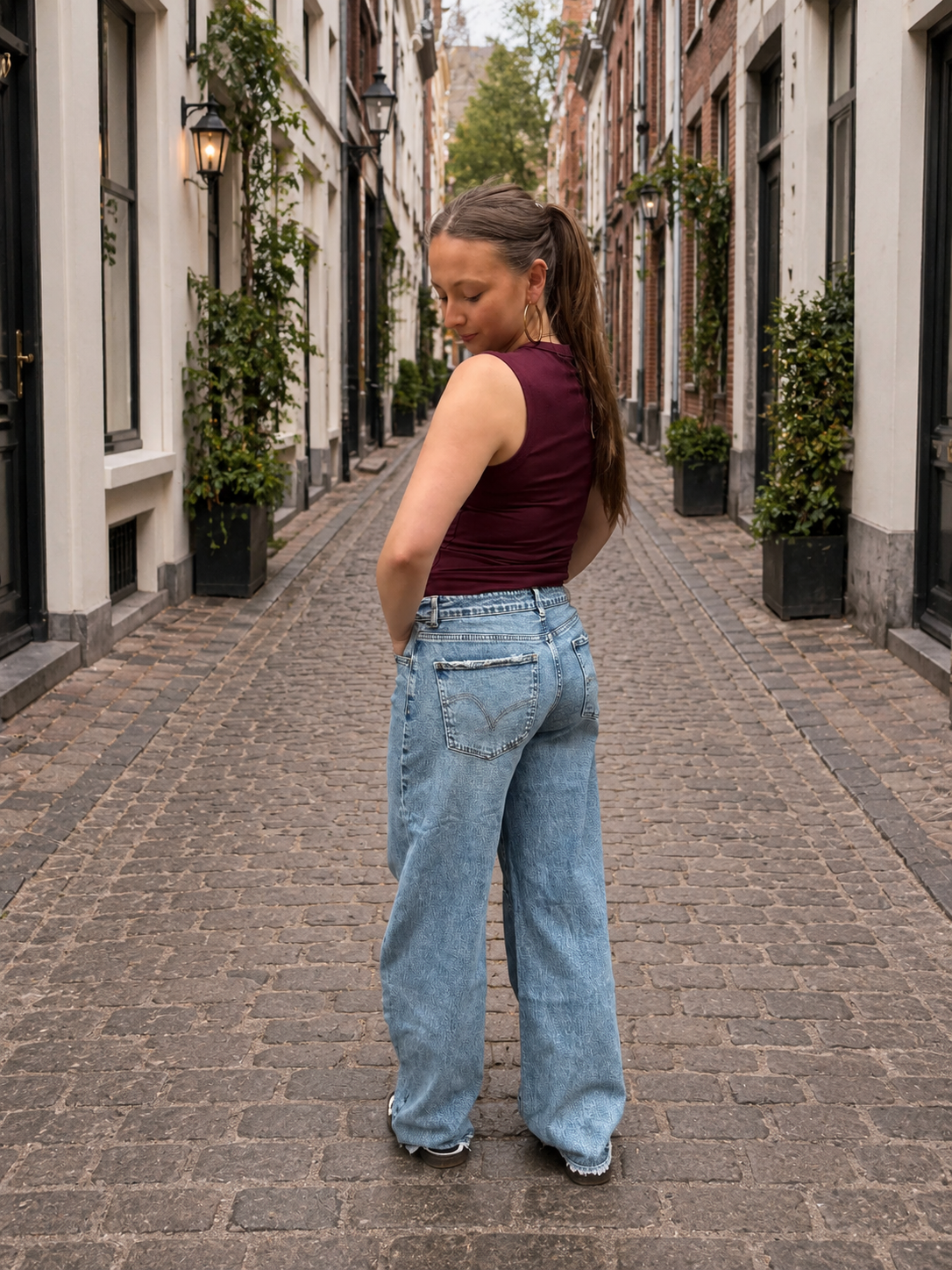 Nouk basic tank top v-hals bordeaux