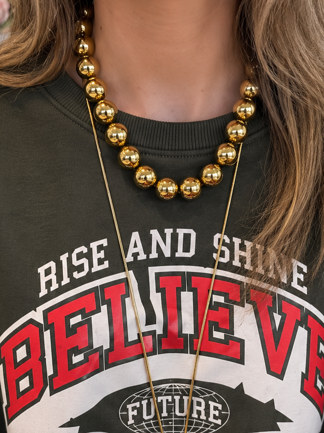 Big beads statement necklace gold