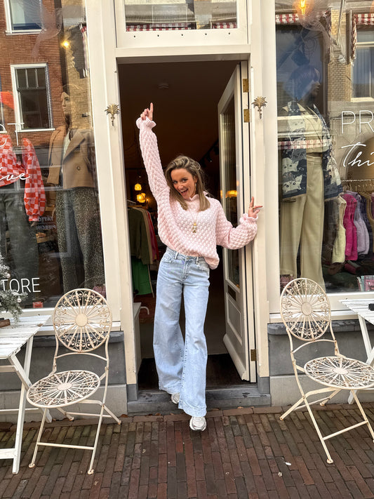 Wide leg jeans braid