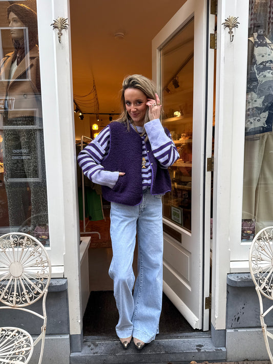 Vera teddy gilet paars