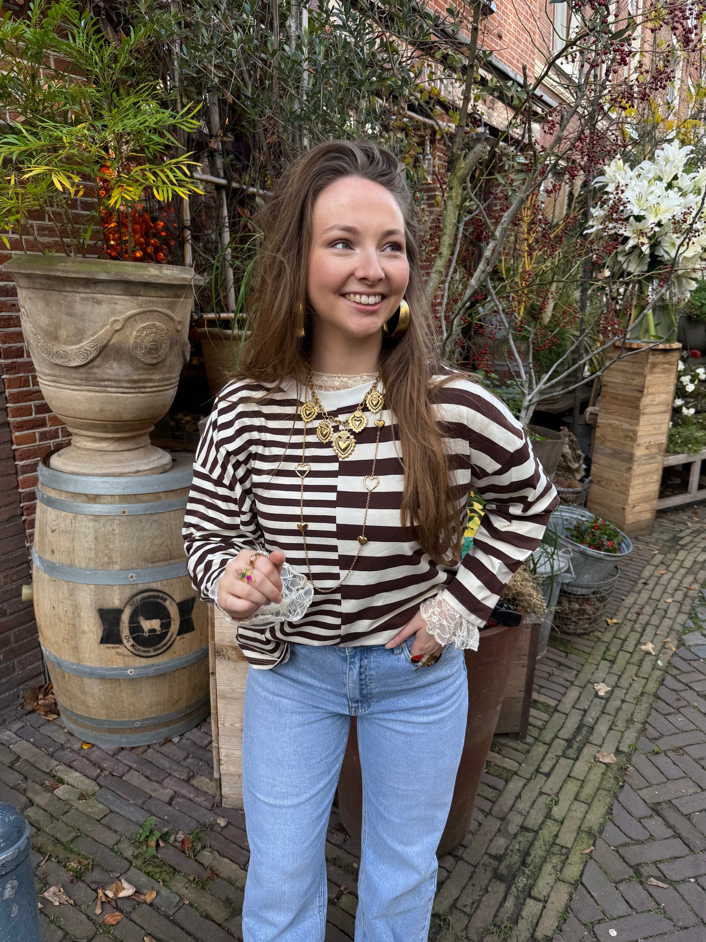 Liv longsleeve brown/white striped