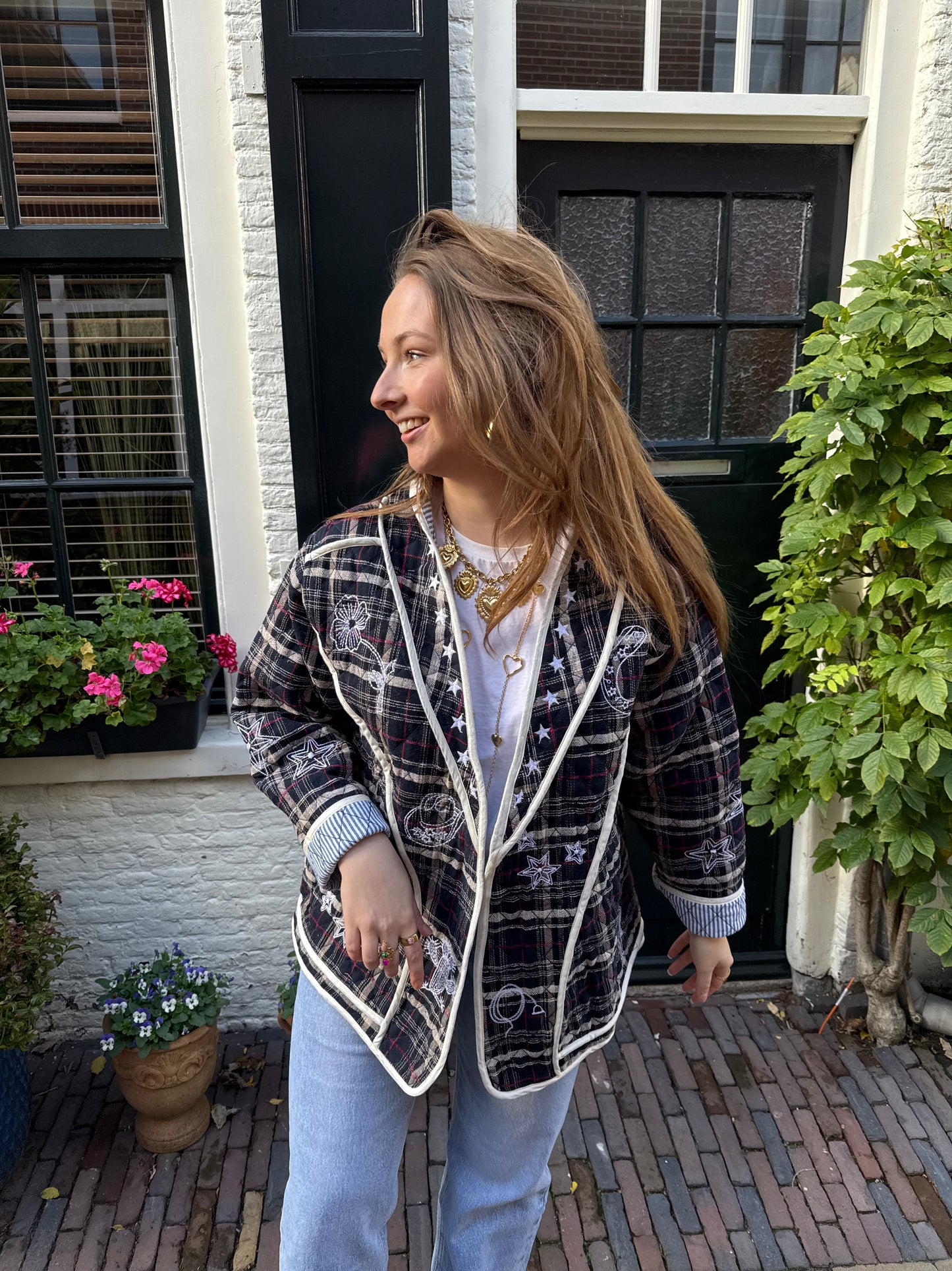 Sienna jasje geruit navy