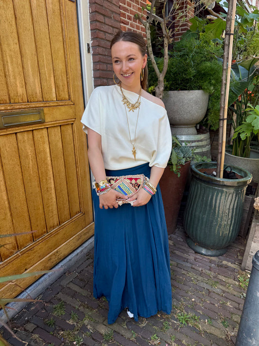 Puck maxi rok soepelvallend petrol