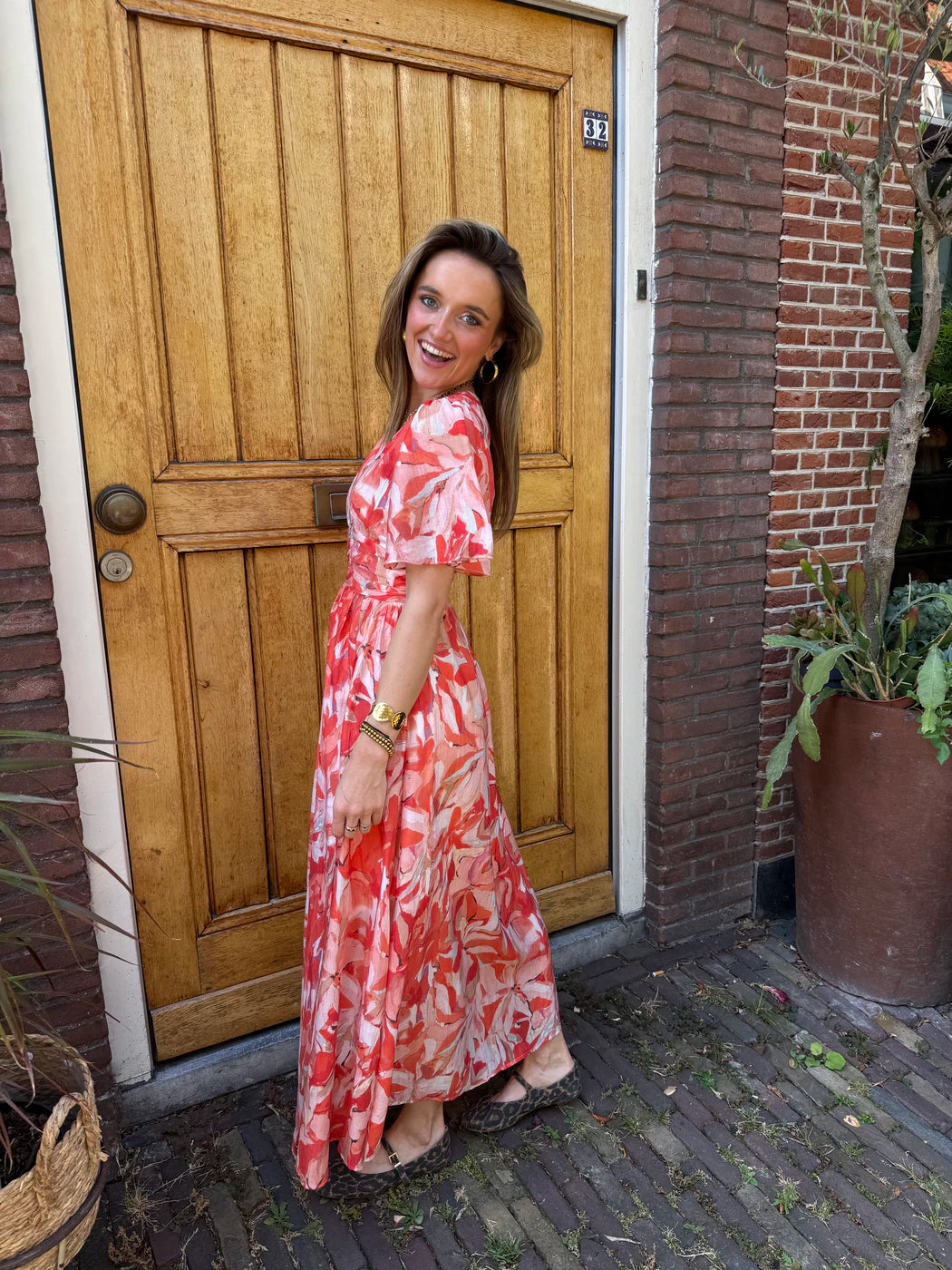Gwenn maxi jurk bloemen v-hals