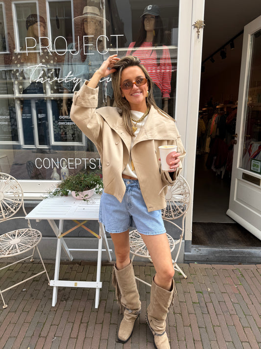 Tommy trenchcoat cropped beige
