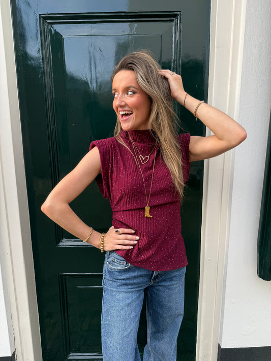 Lizzy glitter top burgundy