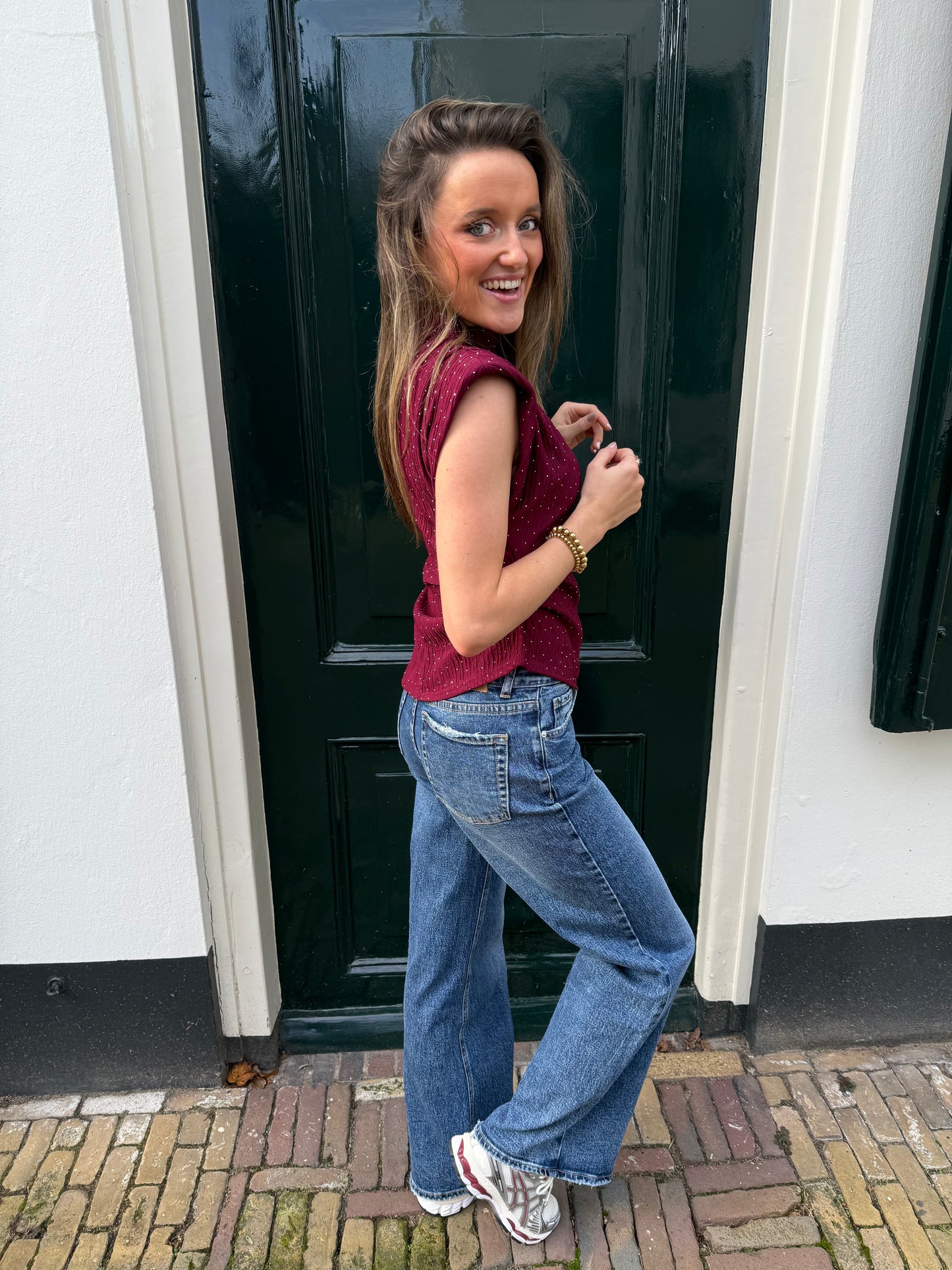 Lizzy glitter top burgundy