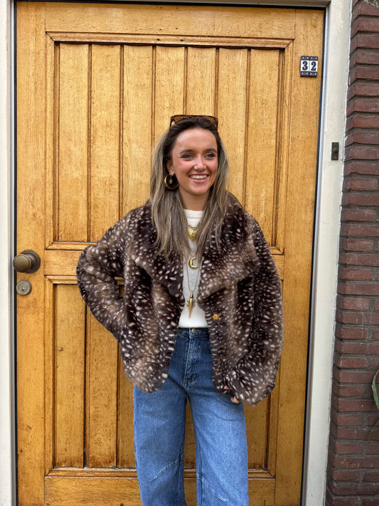 Ruby bambi print fur jasje