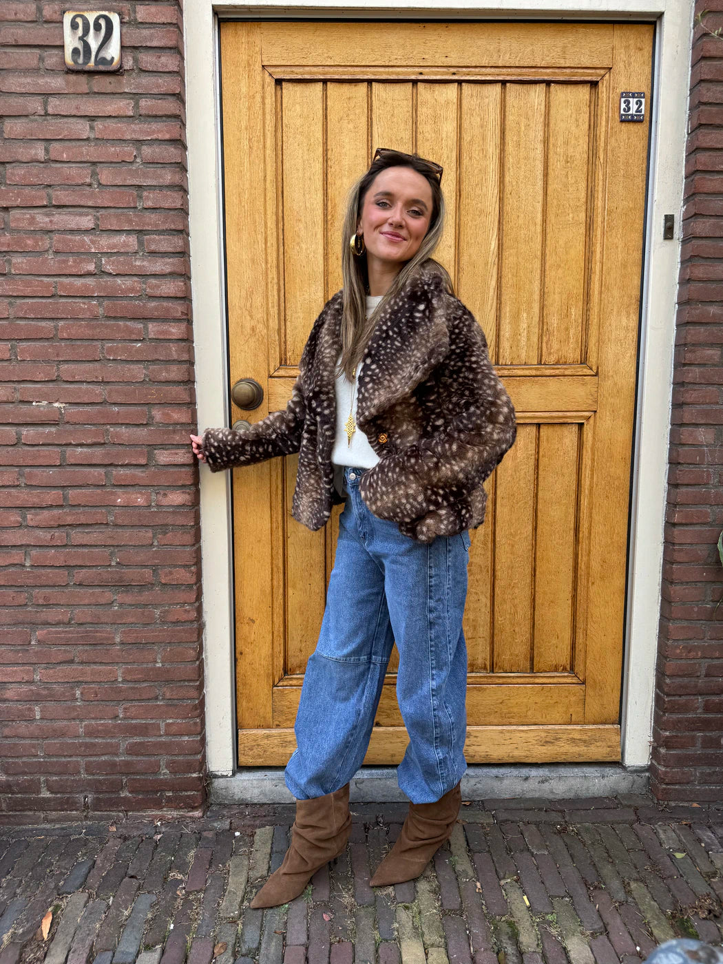 Ruby bambi print fur jasje