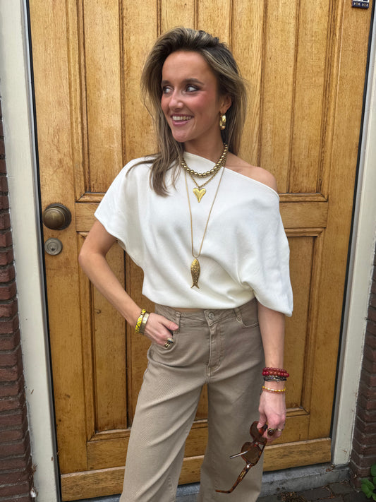 Winnie one shoulder top white