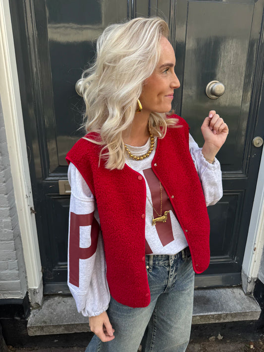 Vera teddy gilet rood