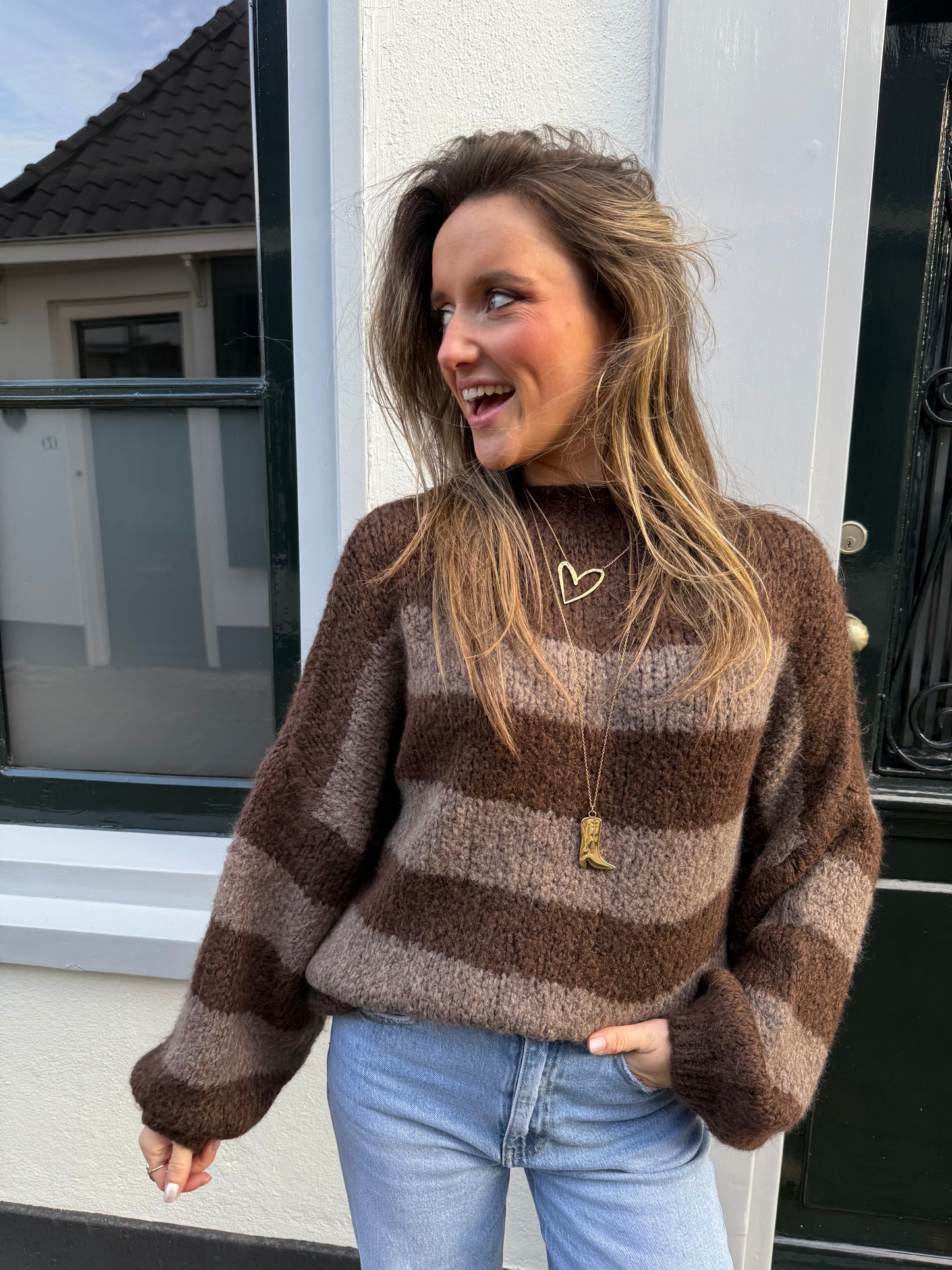 Ruby knit chocolate brown/taupe