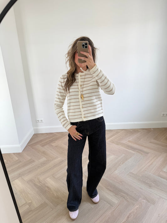 Jade cardigan striped beige/white - Project 35