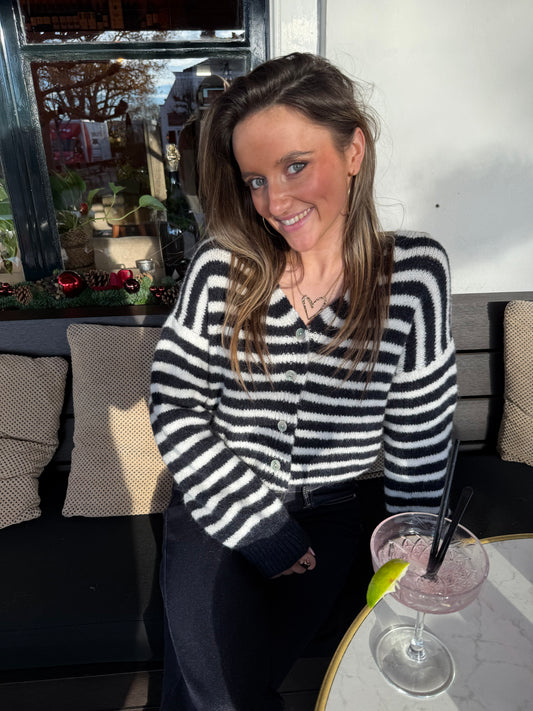 Lucy cardigan navy/white striped