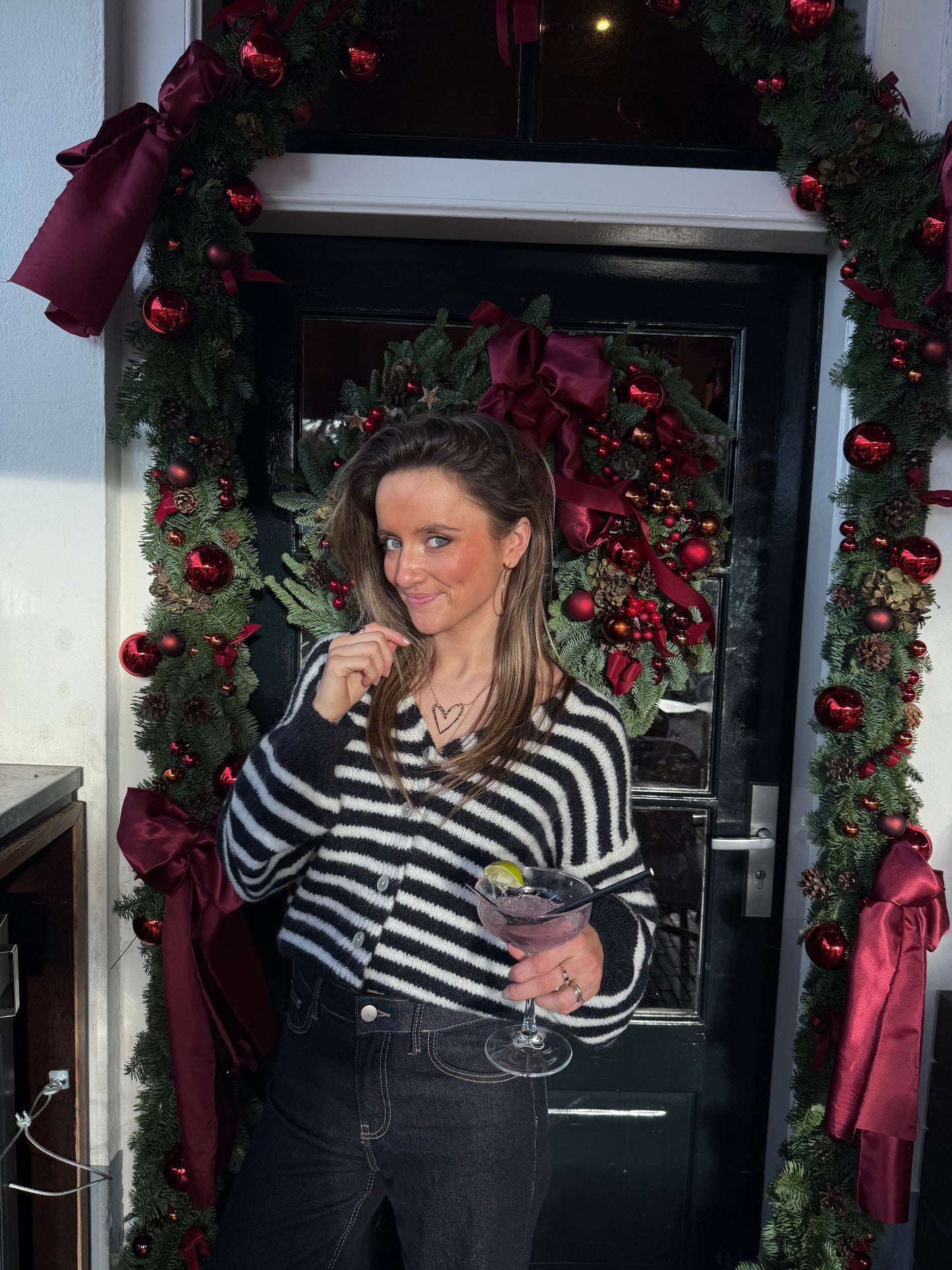 Lucy cardigan navy/white striped