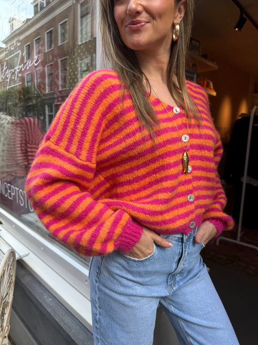 Maya knit striped (roze/oranje) - Project 35