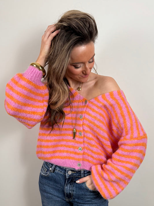 Maya knit striped light pink/orange