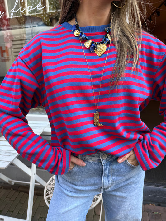Sophie longsleeve red/blue - Project 35
