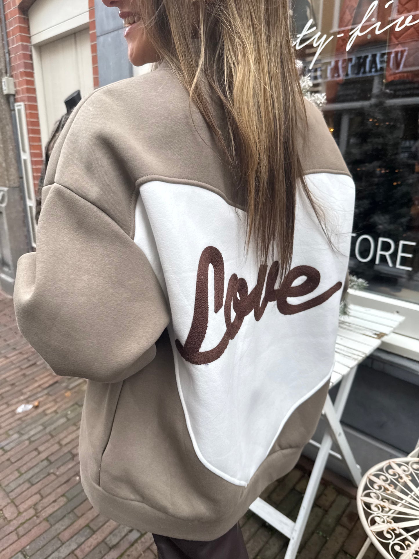 'Love' vest groen/wit