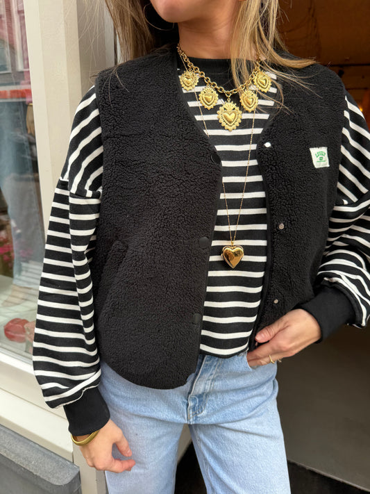 Luna teddy gilet zwart - Project 35