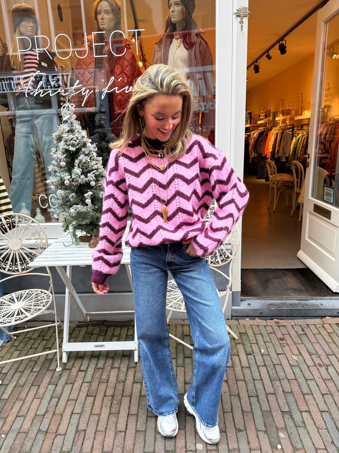 Tess trui roze/bordeaux