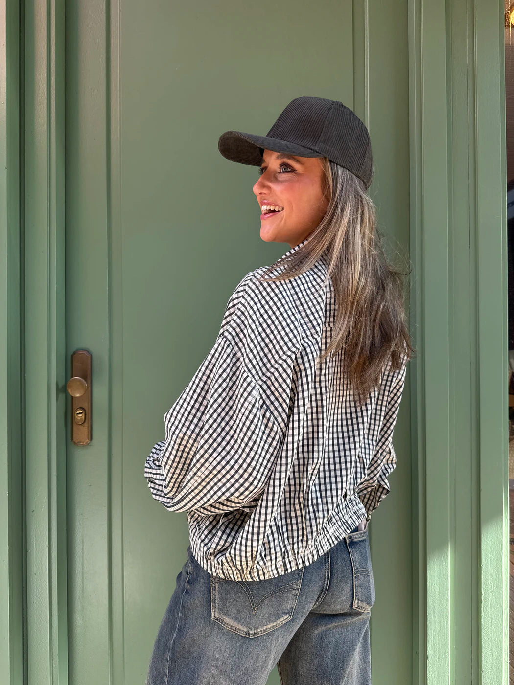 Alex blouse jasje geruit groen/wit