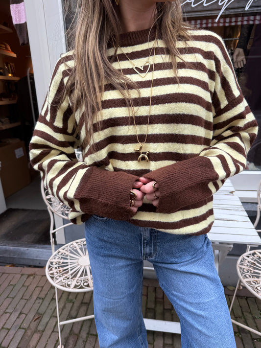 Pippa knit brown/yellow striped - Project 35