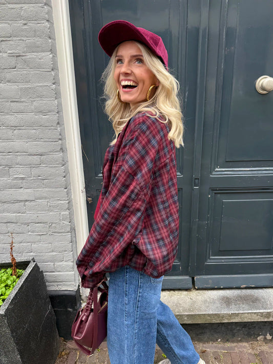 Jill bomberjasje geruit bordeaux