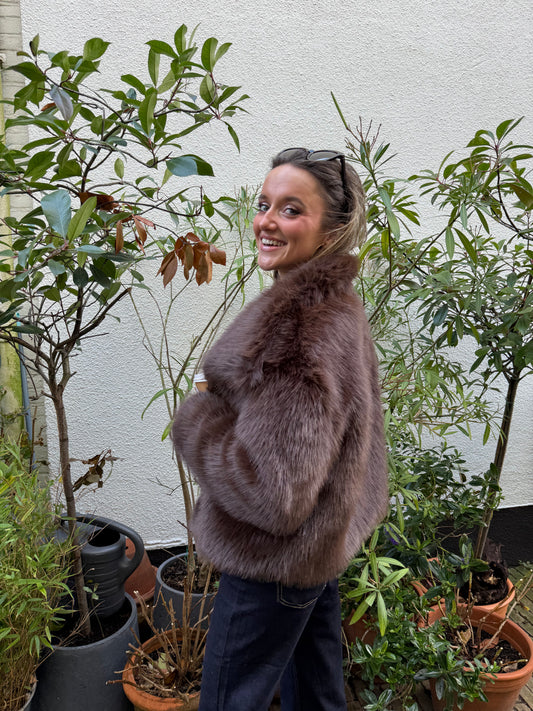 Emily faux fur jacket brown