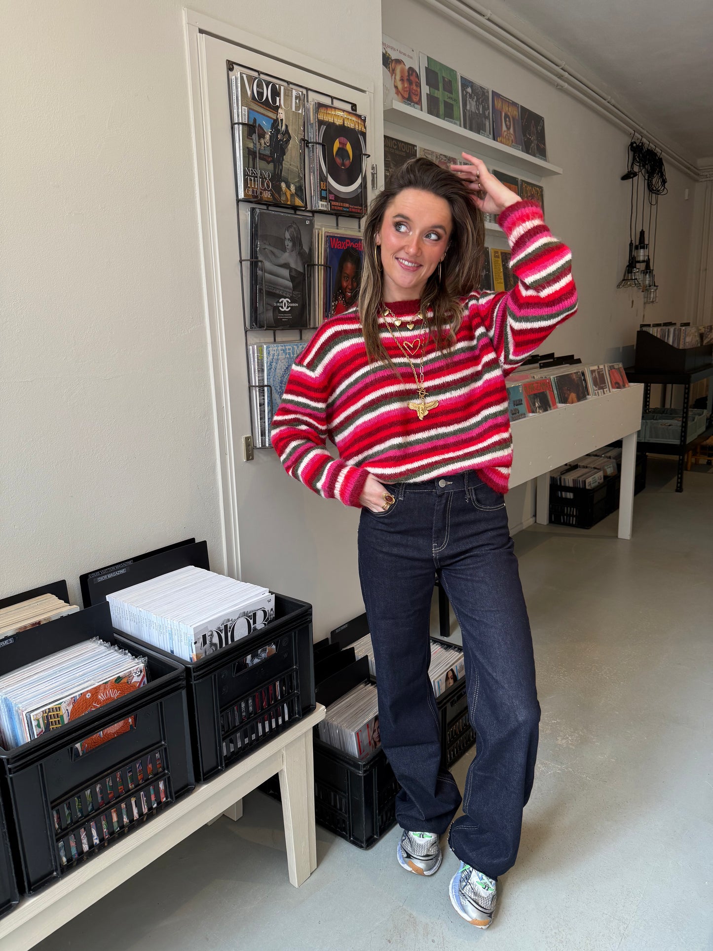 Suzie knit red/pink striped