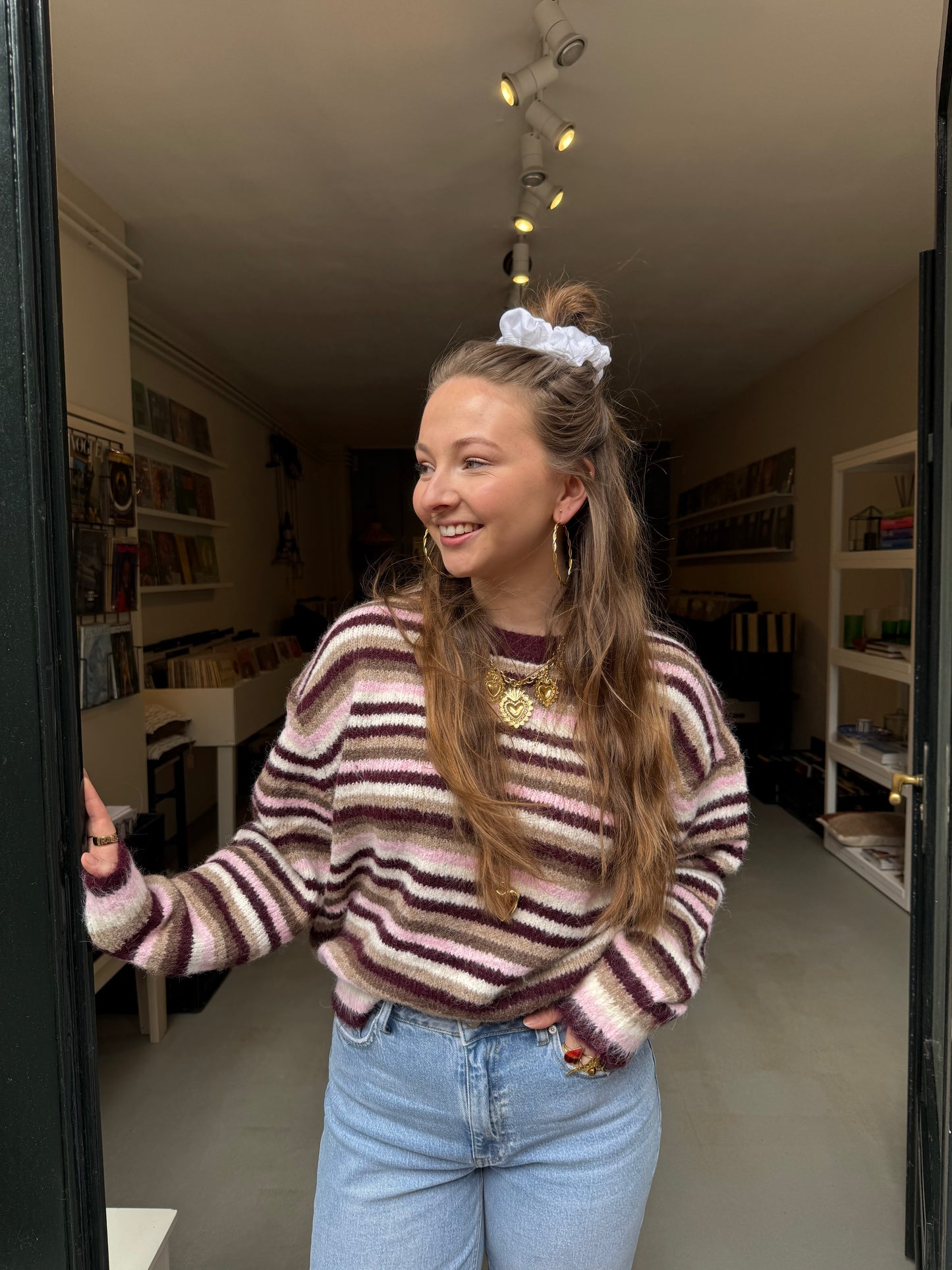 Suzie knit burgundy/pink striped