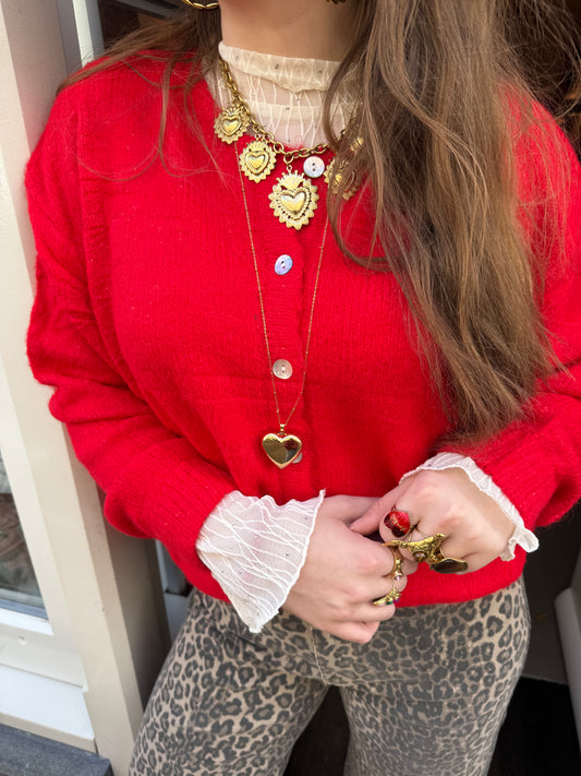 Gigi cardigan bright red