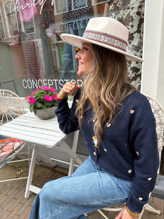 Lily hearts cardigan navy blue - Project 35