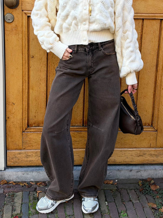 Alix barrel balloon jeans dark brown - Project 35