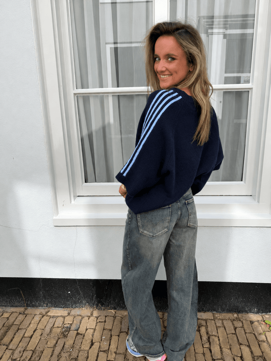 Amour knit oversized navy/lichtblauw streep - Project 35