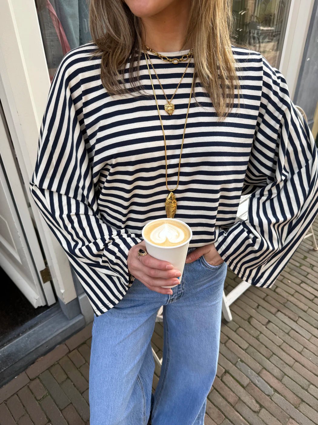 Bobbi longsleeve striped navy/white - Project 35