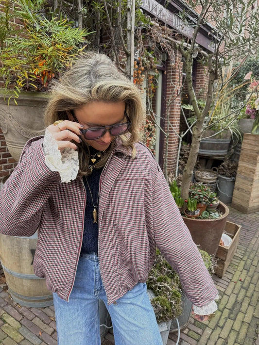 Cleo bomber geruit navy/bordeaux - Project 35