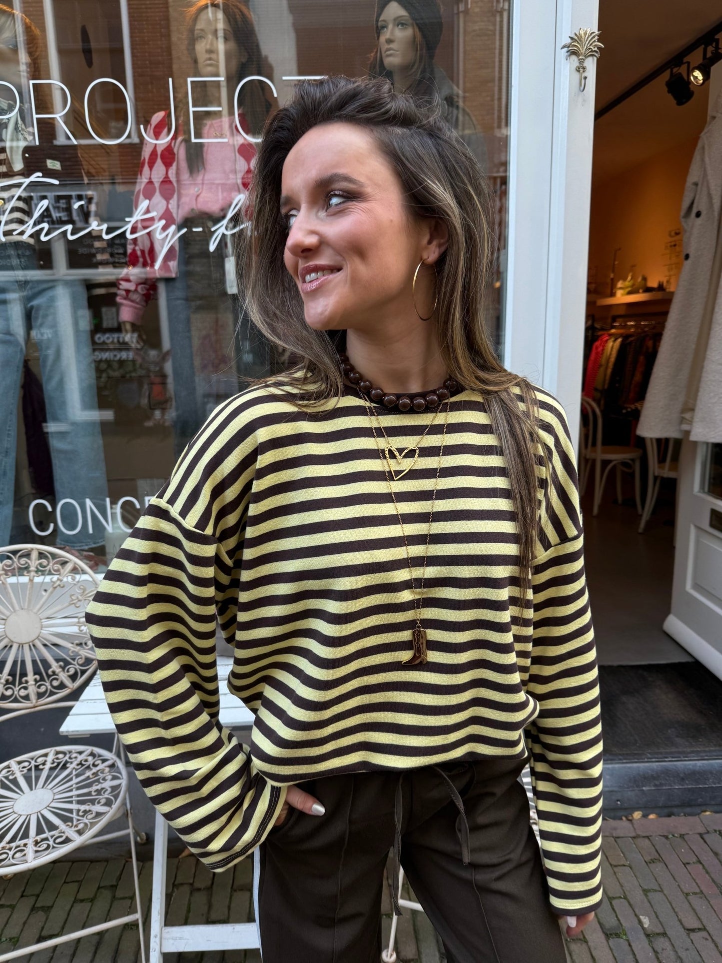 Demi longsleeve brown/yellow - Project 35