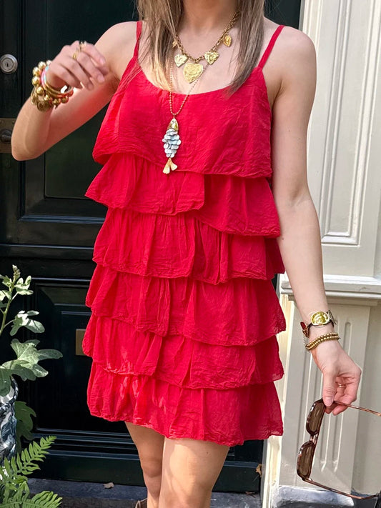 Eve ruffle jurkje rood - Project 35