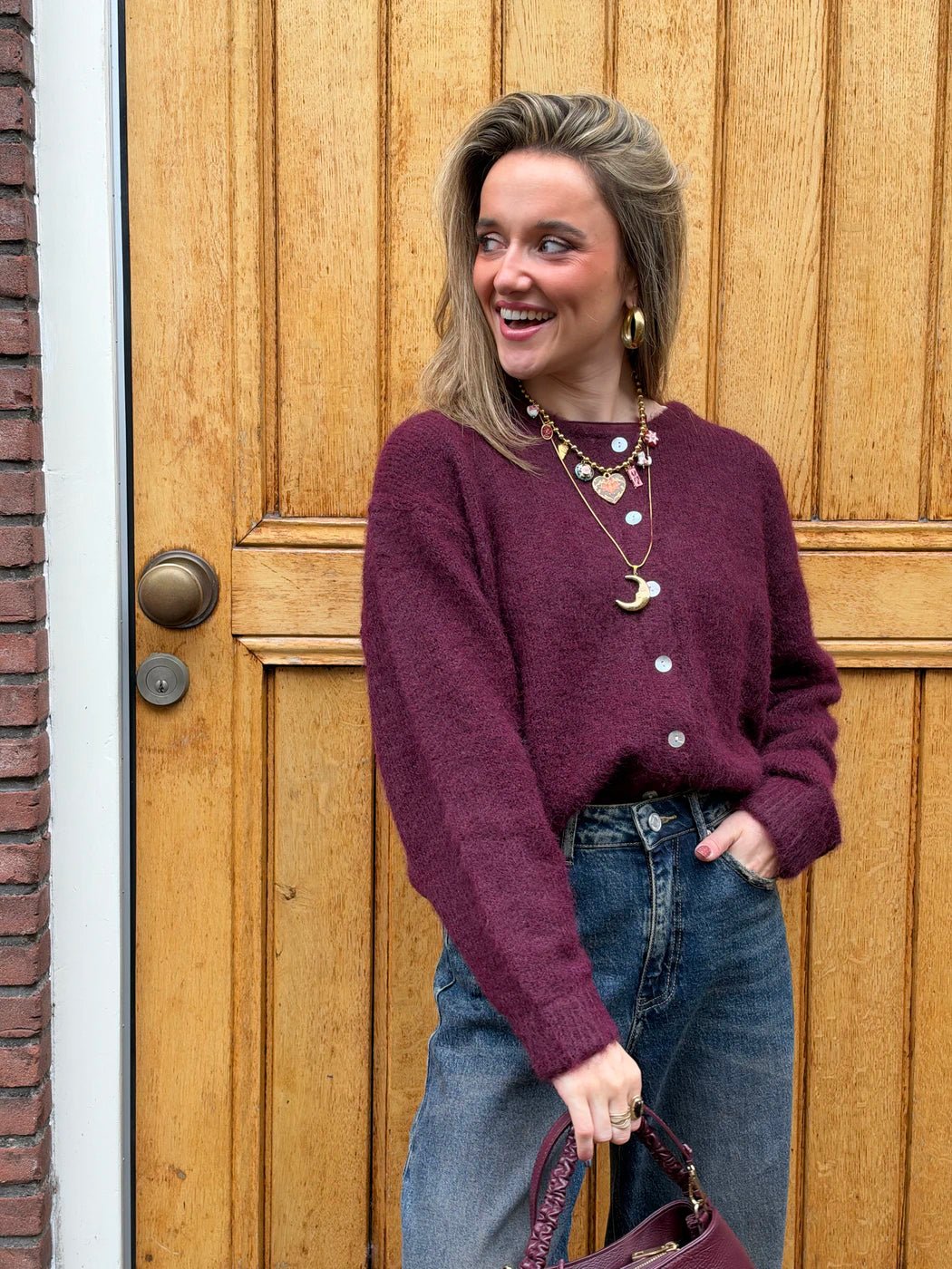 Gigi vest knoopjes bordeaux - Project 35