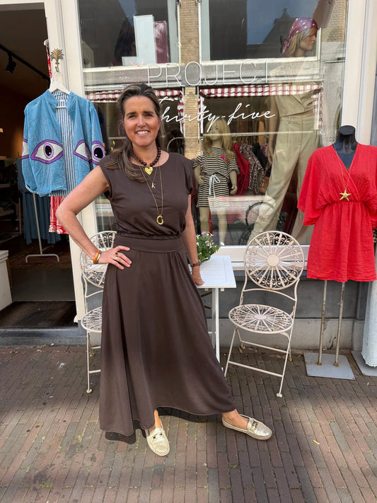 Harper set maxi rok en top katoen bruin - Project 35