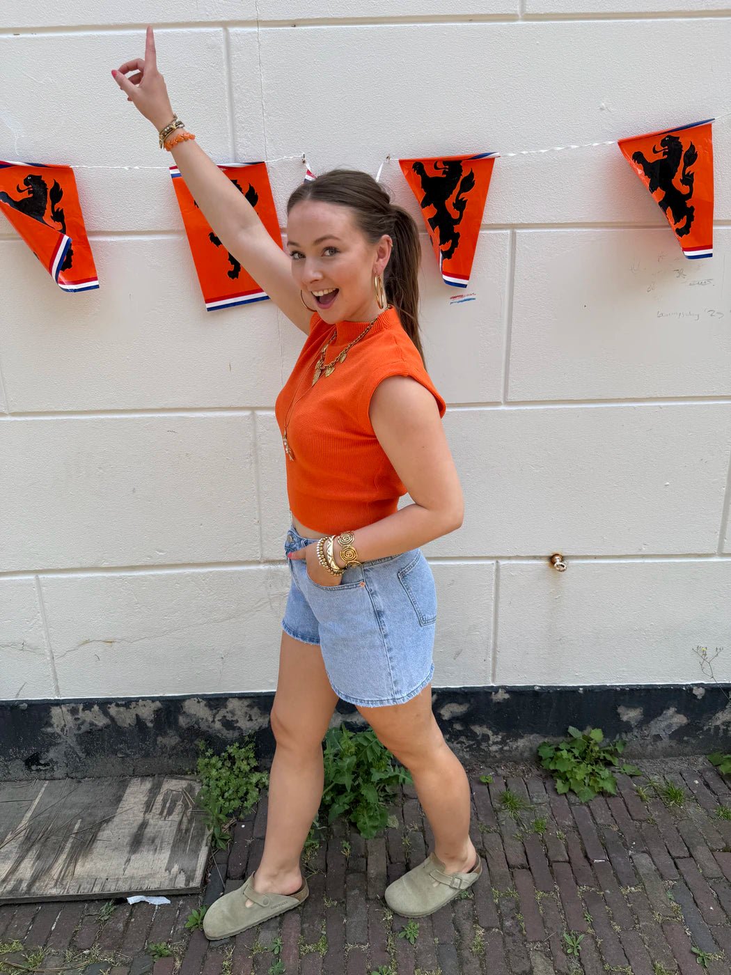 Indy aangesloten top mouwloos oranje - Project 35