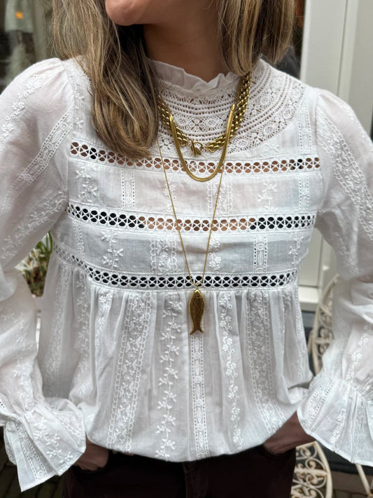 Isa broderie blouse wit - Project 35