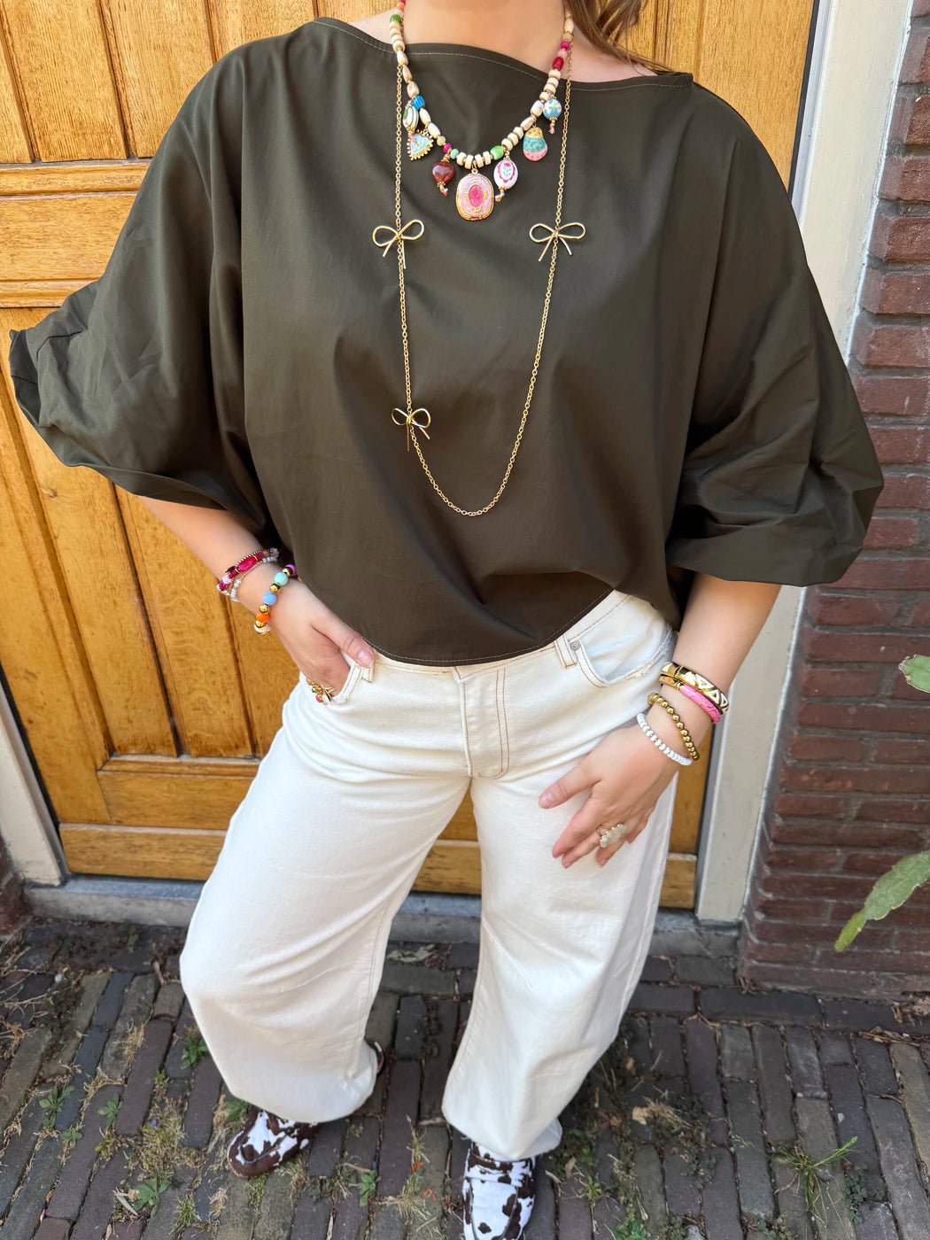 Izzy blouse pofmouw donkergroen - Project 35
