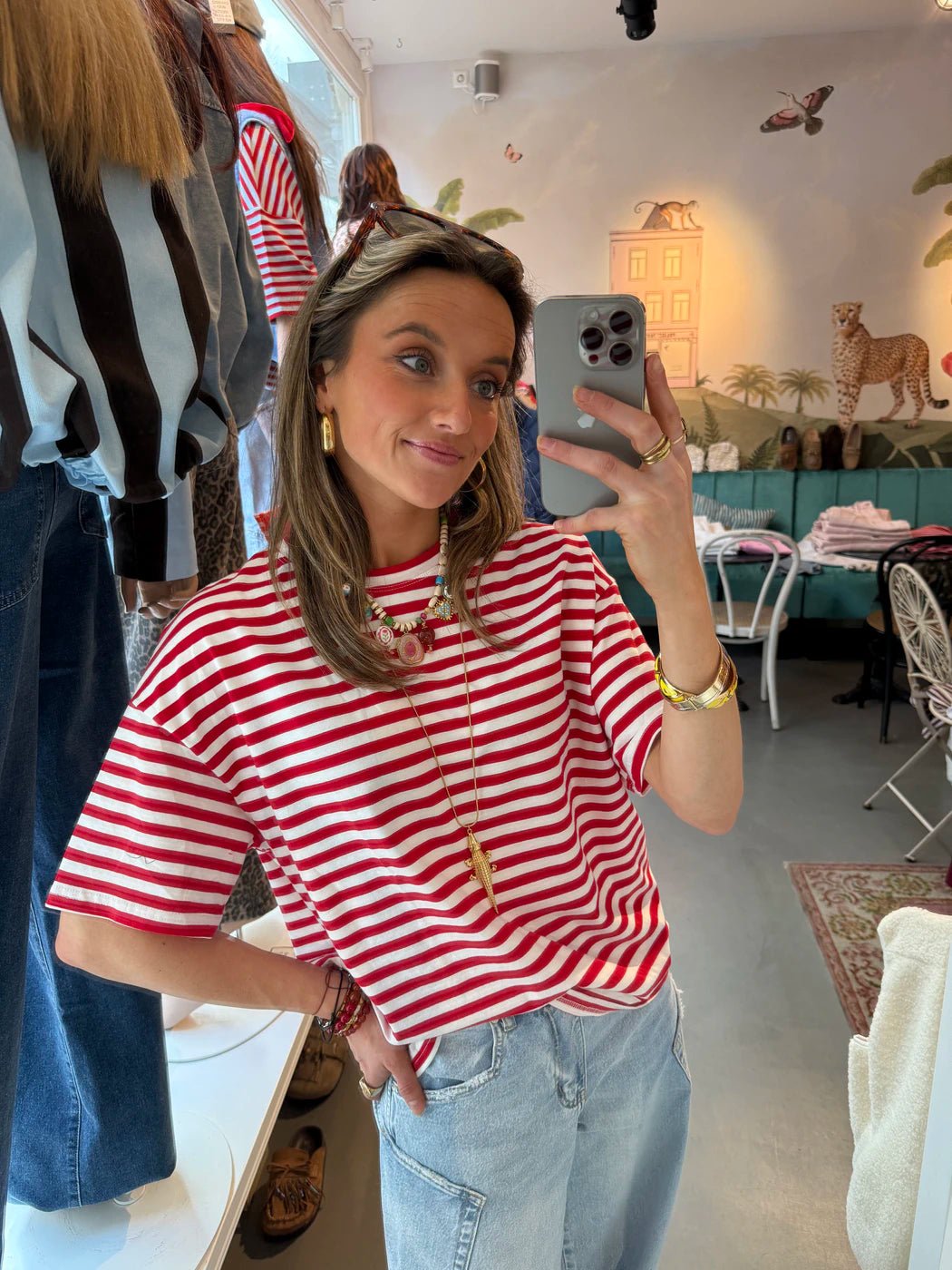 Jet shortsleeve red/white striped - Project 35