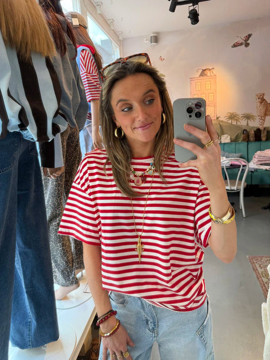 Jet shortsleeve red/white striped - Project 35