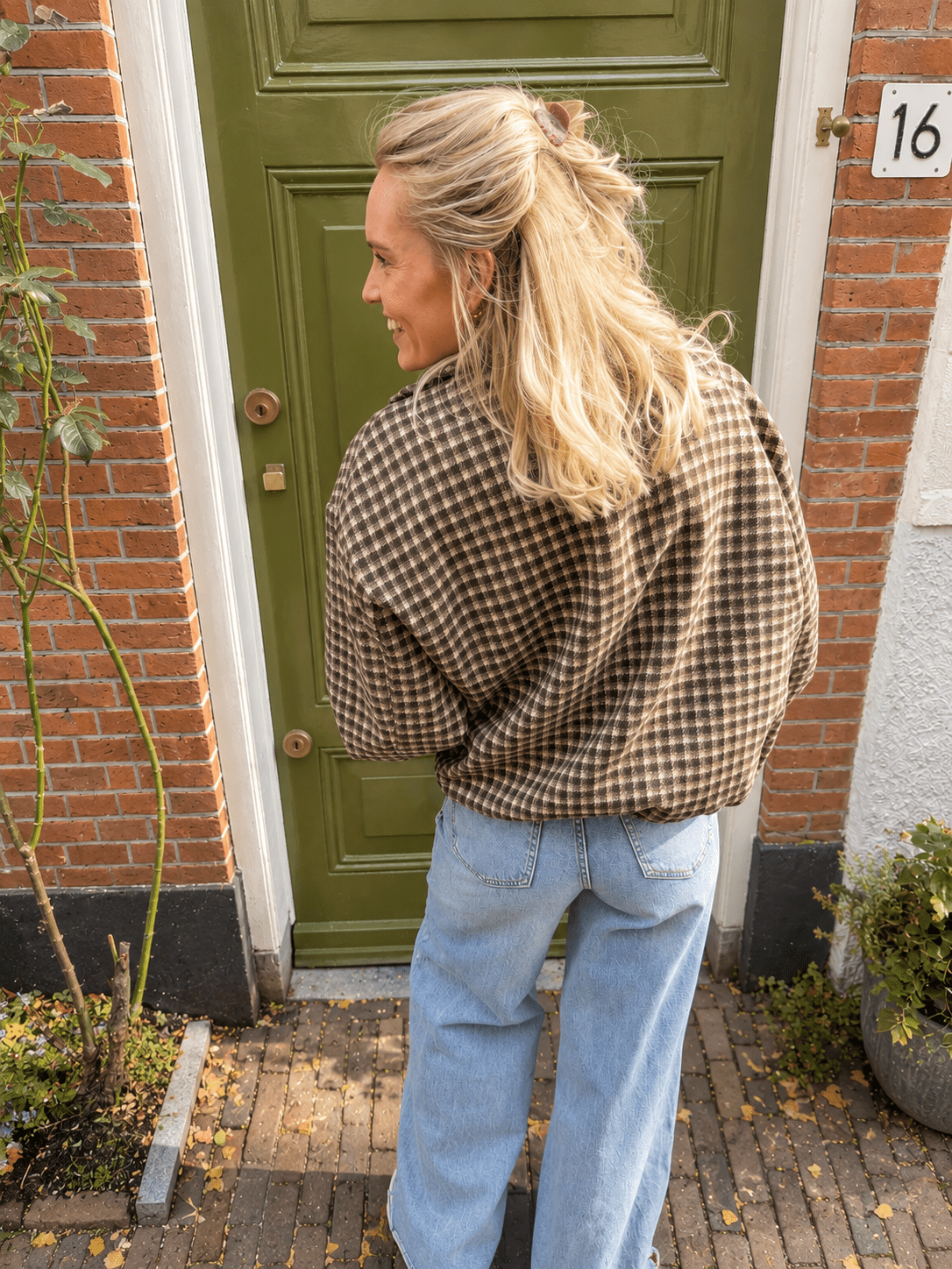 Kay oversized bomber geruit bruin - Project 35