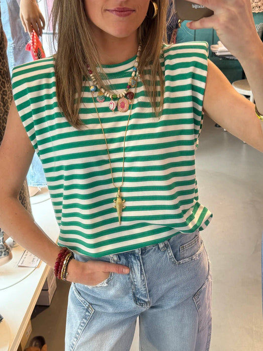 Lana striped top green/white - Project 35