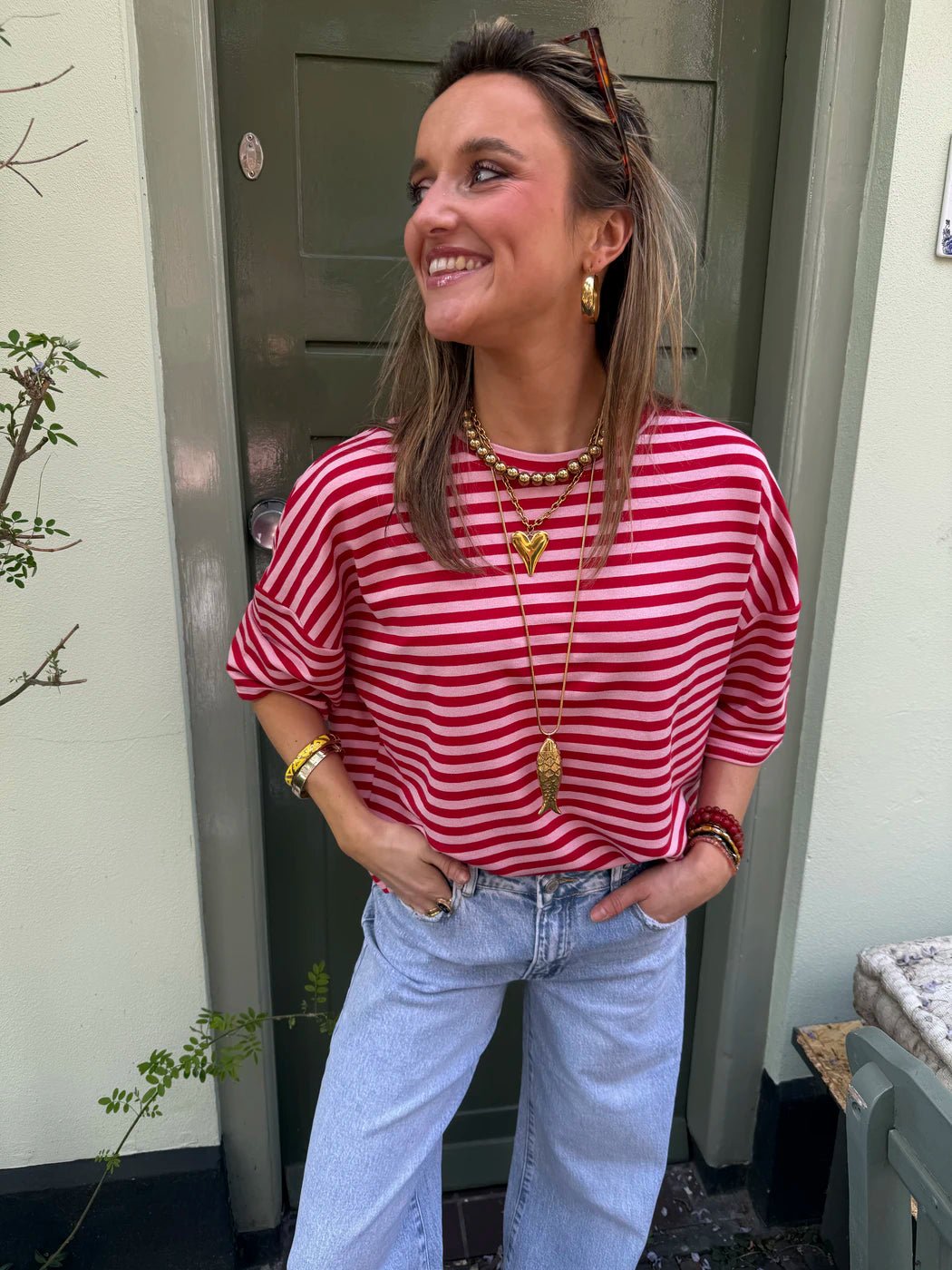 Lena shortsleeve rood/roze - Project 35